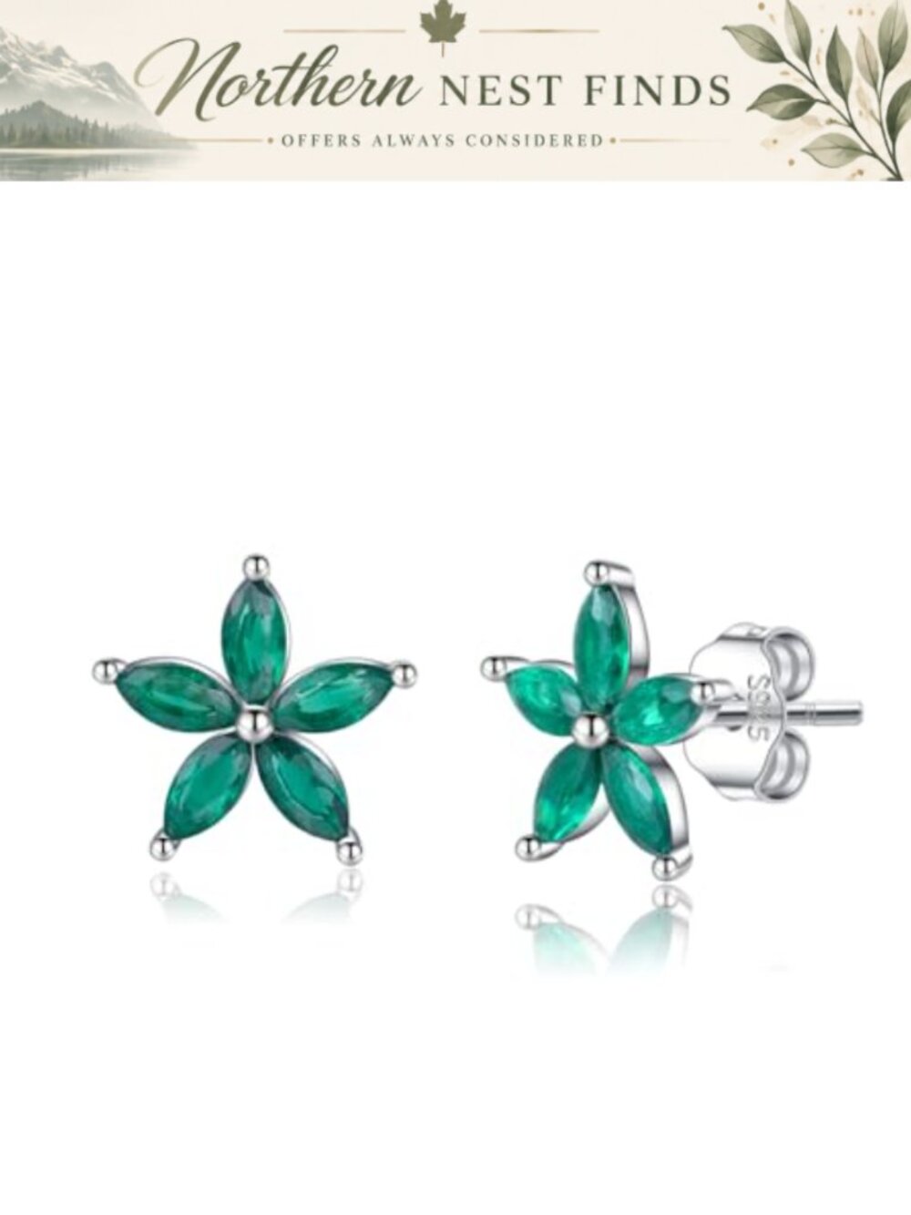 925 Sterling Silver Flower Stud Earrings for Women Hypoallergenic